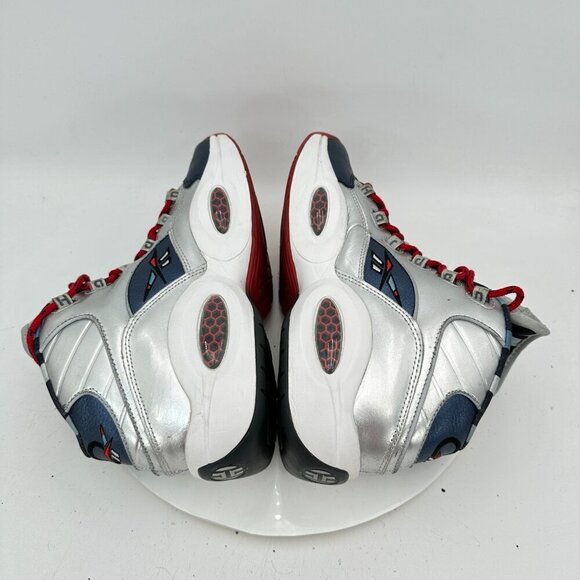 Reebok Question Mid x James Harden Cross Over Men Size 10 Silver Blue Red Shoes - Picture 6 of 11